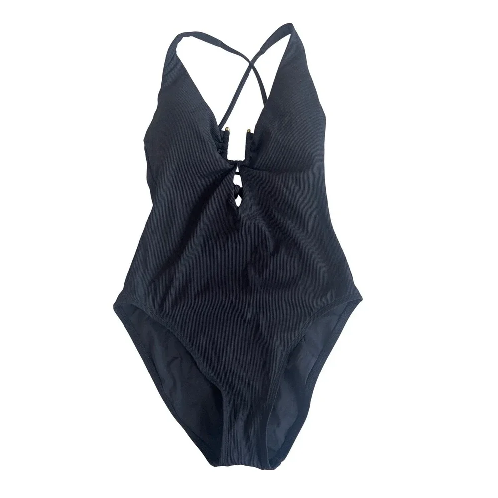 BECCA SAMPLE Piece Modern Edge Black Swimsuit One Piece Women's Size Small